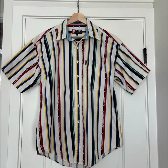 Vintage Chaps Ralph Lauren Novelty Golf club Striped print Men's Shirt Large - Picture 3 of 11